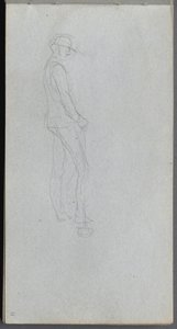 Skitsebog, side 11: Figur i profil af Ernest Meissonier