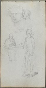 Skitsebog, side 12: Flere figurer. af Jean Louis Ernest Meissonier