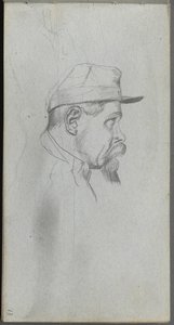 Skitsebog, side 13: Buste af en mand i profil. af Jean Louis Ernest Meissonier