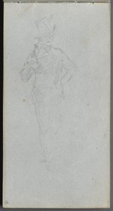 Skitsebog, side 15: Studie af en soldat af Ernest Meissonier
