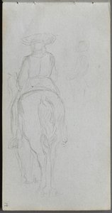 Skitsebog, side 19: Studie af en figur på hesteryg set bagfra af Ernest Meissonier