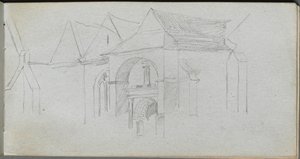 Skitsebog, side 22: Arkitekturstudie. af Jean Louis Ernest Meissonier