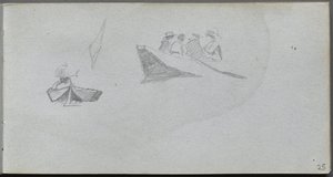 Skitsebog, side 25: Studier af figurer i både af Ernest Meissonier