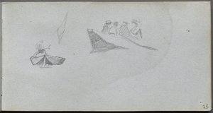 Skitsebog, side 25: Studier af figurer i både. af Jean Louis Ernest Meissonier
