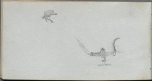 Skitsebog, side 26: Studie af et hoved og en lampe. af Jean Louis Ernest Meissonier