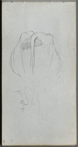 Skitsebog, side 33: Studie af en ko bagfra og profilstudie. af Jean Louis Ernest Meissonier