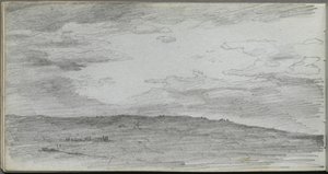 Skitsebog, side 34: Landskabsstudie af Ernest Meissonier