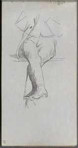 Skitsebog, side 37: Figurstudie, krydsede ben. af Jean Louis Ernest Meissonier