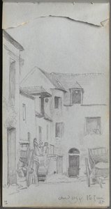 Skitsebog, side 39: Gadebillede af Ernest Meissonier