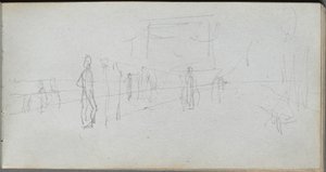 Skitsebog, side 40: Perspektivisk studie af Ernest Meissonier