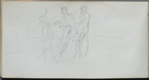 Skitsebog, side 42: Tre figurer af Ernest Meissonier