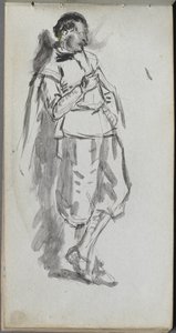 Skitsebog, side 46: Stående Mandsfigur af Ernest Meissonier