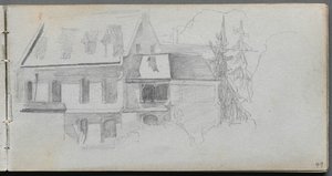 Skitsebog, side 49: Arkitekturstudie. af Jean Louis Ernest Meissonier