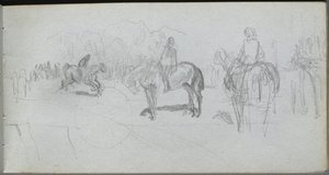 Skitsebog, side 52: Figurstudie af Ernest Meissonier