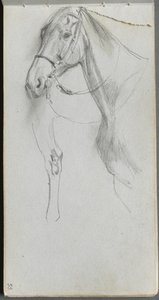 Skitsebog, side 55: Study for a Horse af Ernest Meissonier