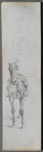 Skitsebog, side 56 & 57: Studie af en hest. af Jean Louis Ernest Meissonier