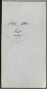 Skitsebog, side 59: Studie af et ansigt. af Jean Louis Ernest Meissonier
