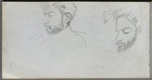 Skitsebog, side 65: Studie af ansigter i profil af Ernest Meissonier