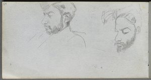 Skitsebog, side 65: Studie af ansigter i profil. af Jean Louis Ernest Meissonier