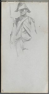 Skitsebog, side 67: Studie af en soldat af Ernest Meissonier