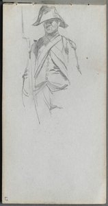 Skitsebog, side 67: Studie af en soldat. af Jean Louis Ernest Meissonier