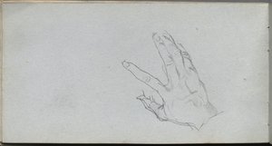 Skitsebog, side 68: Studie af en hånd. af Jean Louis Ernest Meissonier