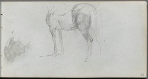 Skitsebog, side 73: Studie af en hest, profil. af Jean Louis Ernest Meissonier