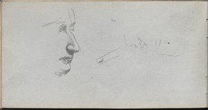 Skitsebog, side 80: Studie af ansigter. af Jean Louis Ernest Meissonier