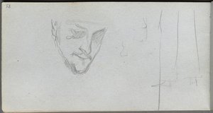 Skitsebog, side 83: Studie af et ansigt, ben. af Jean Louis Ernest Meissonier