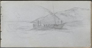 Skitsebog, side 88: Havlandskab og figur. af Jean Louis Ernest Meissonier