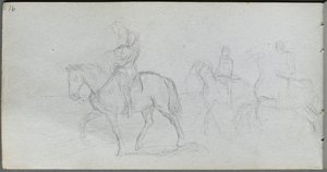 Skitsebog, side 91: Figurer til hest. af Jean Louis Ernest Meissonier