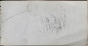 Skitsebog, side 98: Studie af figurer. af Jean Louis Ernest Meissonier