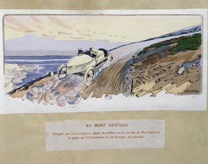 Racing: på Mont Ventoux - tegning af Ernest Montaut (1878-1909).