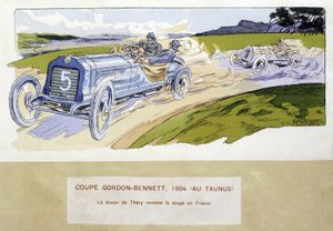 Racing: Gordon Bennett Cup (Gordon-Bennett) i 1904 - tegning af Ernest Montaut (1878-1909). af Ernest Montaut