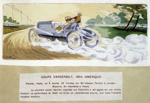 Racing: Vanderbilt Cup i 1904 - tegning af Ernest Montaut (1878-1909). af Ernest Montaut