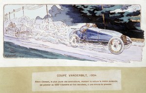Racing: Vanderbilt Cup i 1904 - tegning af Ernest Montaut (1878-1909). af Ernest Montaut