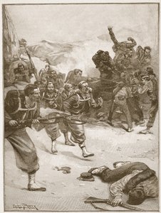 Zouaverne tog en af barrikaderne med en flot bajonetladning, illustration fra 