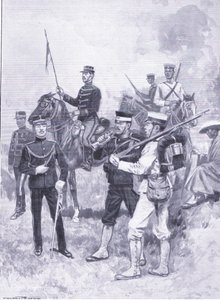Typer af japanske soldater, illustration fra Cassells History of the Russo-Japanese War Vol 1, c.1900 af Ernest Prater