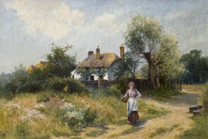 Landskab med Cottage Woman, slutningen af det 19.-20. århundrede