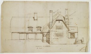 Haveforhøjning af sommerhus, Sapperton, 14. juni 1902 (blæk på linned) af Ernest William Gimson