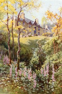 Ashestiel: Scotts første hus i grænselandet (farve litho) af Ernest William Haslehust