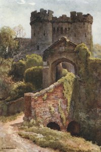 Carisbrooke Castle (farve litho) af Ernest William Haslehust