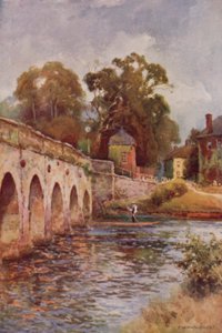 Clopton Bridge, Stratford-on-Avon (farve litho) af Ernest William Haslehust