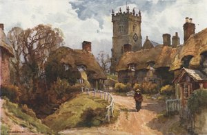 Godshill (farve litho) af Ernest William Haslehust