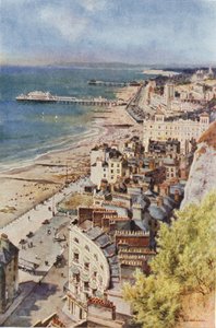 Hastings og St. Leonards fra slottet (farve litho) af Ernest William Haslehust