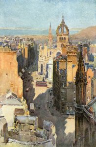 High Street (farve litho) af Ernest William Haslehust