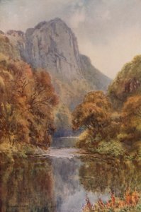 High Tor, Matlock (farve litho) af Ernest William Haslehust