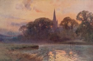 Holy Trinity Church, Stratford-on-Avon (farve litho) af Ernest William Haslehust
