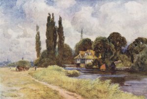 Iffley Mill (farve litho) af Ernest William Haslehust