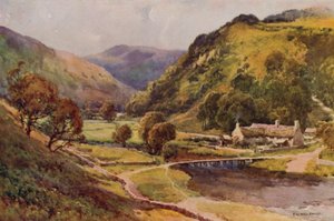 Monsal Dale (farve litho) af Ernest William Haslehust
